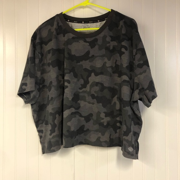 Zelos Short Sleeve Cropped Oversized Camo Print T-Shirt XXL - Picture 1 of 4